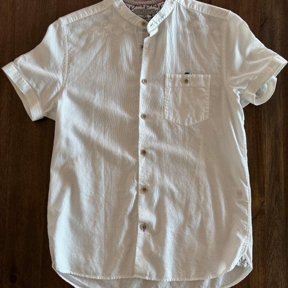 Ted Baker Short Sleeve Mandarin Collar Shirt in Men’s Small
